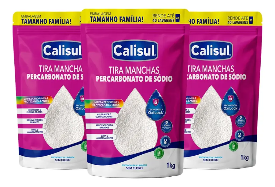 Percarbonato de sódio Calisul (3 pacotes de 1 kg)